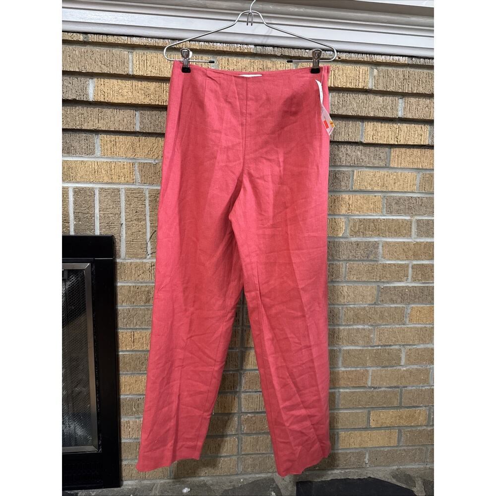 Villager Liz Claiborne Womens Coral Pleated High Rise Tapered Linen Coastal 6